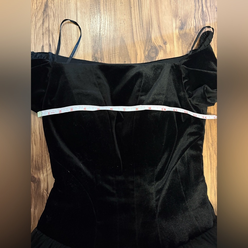Black Velvet Princess Style Backless Prom Dress - Picture 13 of 14